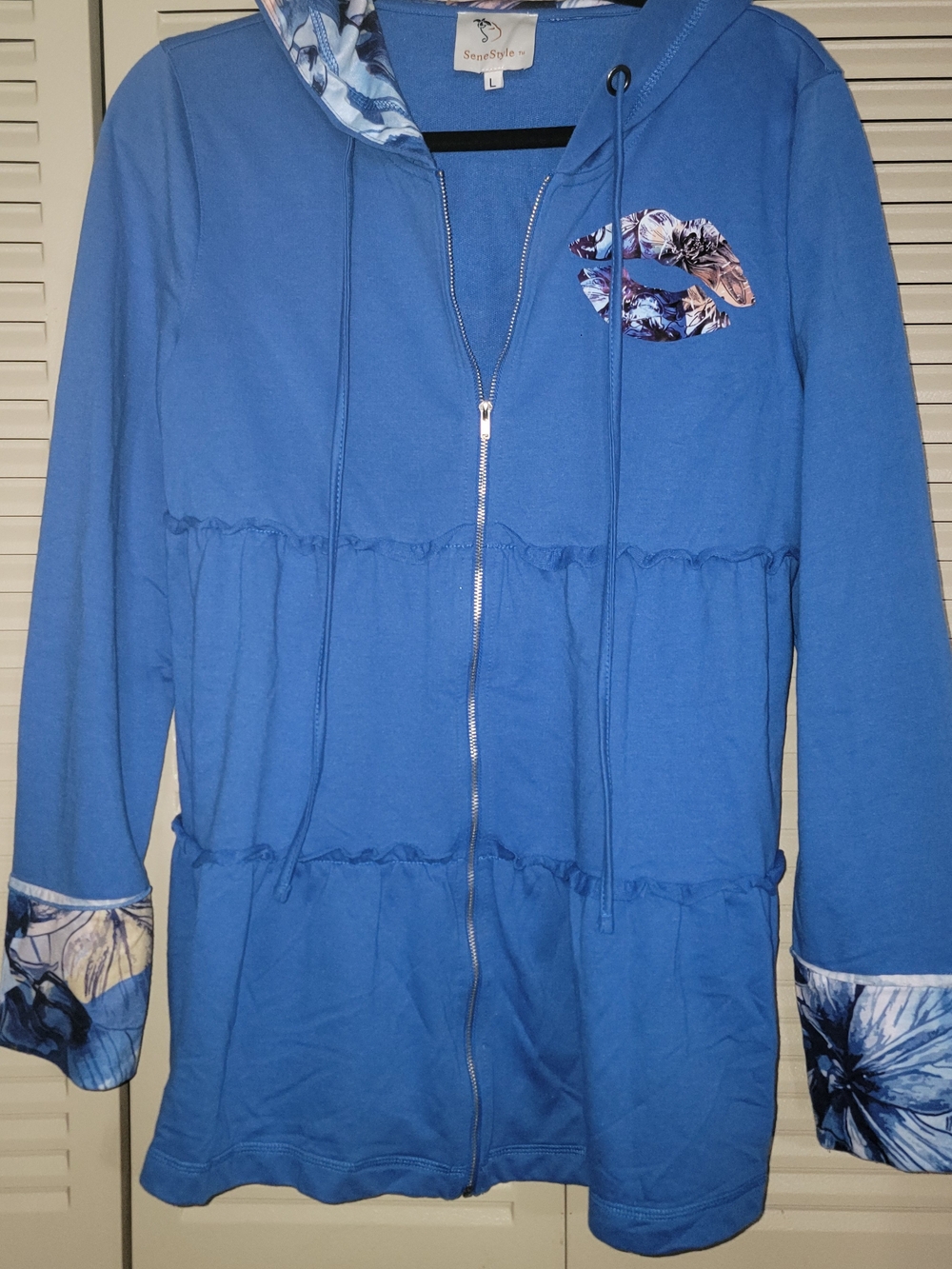 Blue Zip-Front Hooded Jacket
